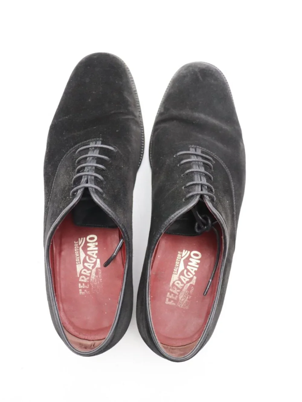 Salvatore Ferragamo Black Suede Men's Size 10 EE Oxford Dress Plain Toe Shoes